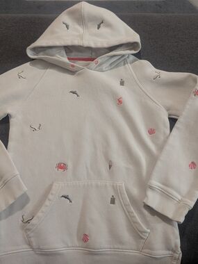 Joules Cream Kids Hoodie with Nautical Embroidery